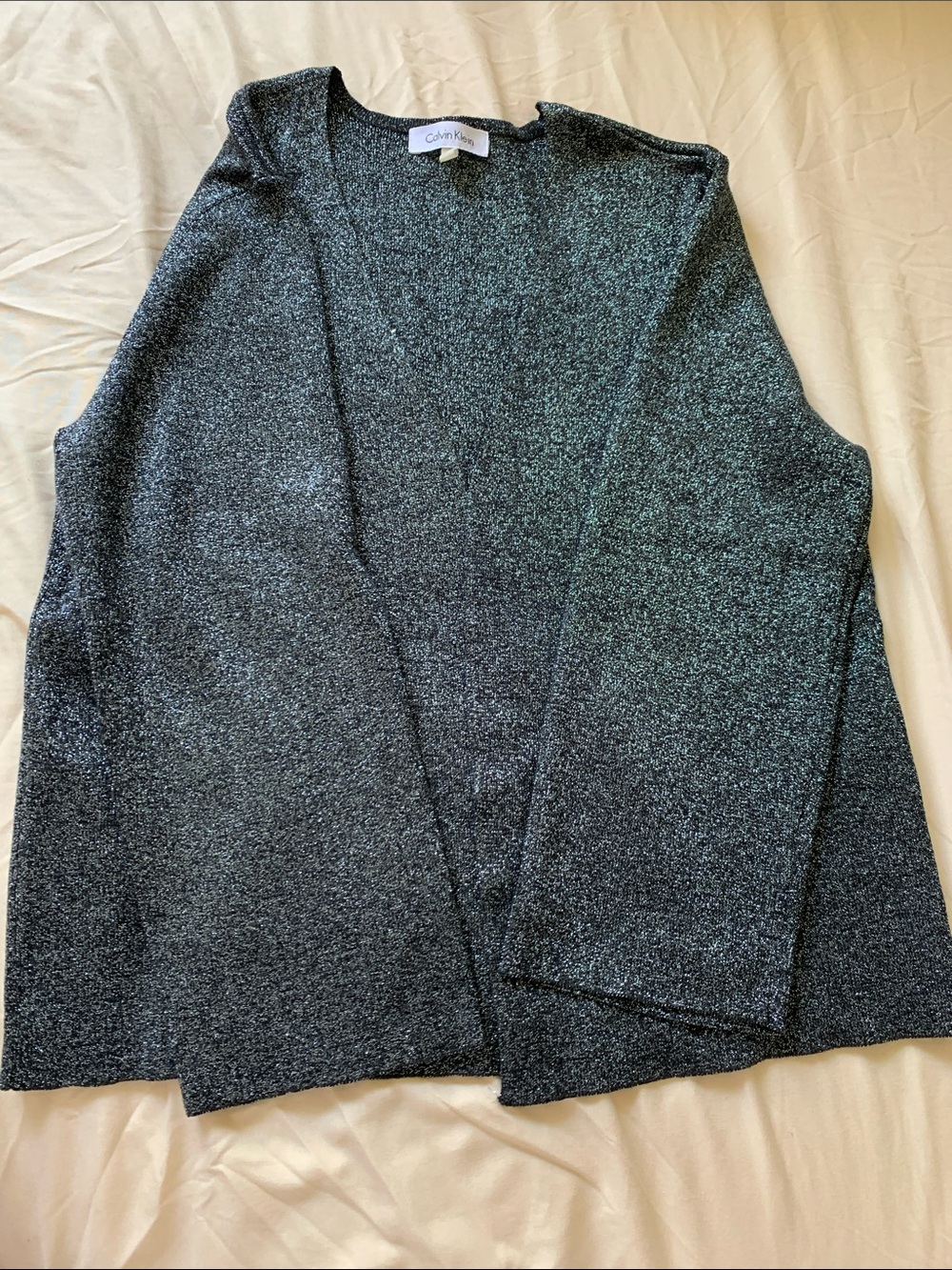 Calvin Klein Men’s Sparkle Open-Front Cardigan - Dark Silver